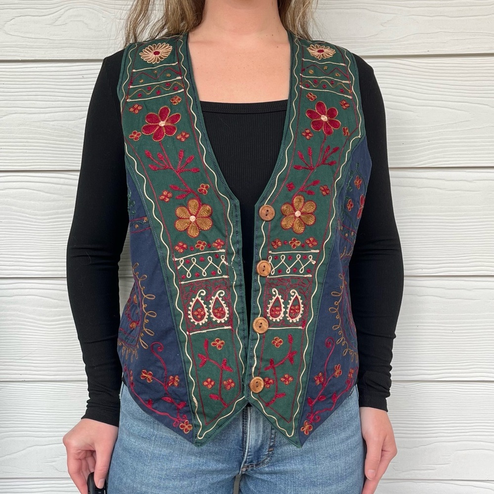 Vintage Solutions Embroidered Floral Vest